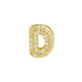 Gold heart necklace with letter D pendant and shimmering clear cubic zirconia stones - Letter D / Gold