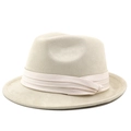 Close-up of beige suede fedora hat with matching ribbon band on white background - M (56-58cm) / Suede Beige