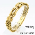 Pulsera cubana de acero inoxidable dorado con detalle de nudo, 210x12mm 62g - Dorado