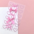 Pink heart rhinestones and ribbon bow adhesive stickers for fairy eye makeup decoration - Rose Red Bow Jewels (BJA-642)
