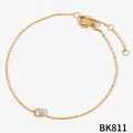 Elegant gold stainless steel bracelet with small round zircon and adjustable lobster clasp - Gold Bracelet (BKS811)
