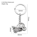 Silver zinc alloy motorcycle helmet keychain with dimensions and weight specifications - Motorcycle Model (X-104) / Nickel