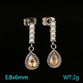 Pendientes plateados con cristal champán y perla blanca con un diseño de estilo vintage - Plata-Champán