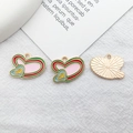 Pendentifs en forme de cœur en émail rose, vert et rouge pour la création de bijoux - Coeur Multicolore 20x15mm