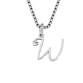 Élégant collier en acier inoxydable argenté avec pendentif lettre W et cœur ciselé - Style Lettre W / Couleur Acier