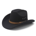 Classic black wool felt western cowboy hat with brown suede band and metal accents - Black