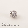 Silver bead with purple cubic zirconia pavé for DIY bracelet making, 0.8cm diameter - 8MM Purple Zirconia Platinum Plated