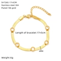 Dettaglio del bracciale in acciaio inossidabile placcato oro 18k con cinque zirconi - Stile Zircone Rotondo (SH726G-17+5CM)
