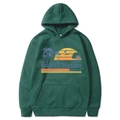Forest green Gulf Of Mexico 1672 hoodie with vintage sunset graphic and drawstring hood - S / Dark Green