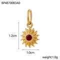 Golden sun pendant with red stone inlay in stainless steel, 1.2cm x 1.0cm size - Sun Pendant - Gold With Red Zirconia