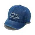 Short brim denim baseball cap with Antiques Valuable Since 1995 embroidery in navy blue - M(56-58cm) / Blue