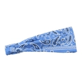 Elastic blue paisley print sports headband for running and fitness moisture wicking - Sky Blue