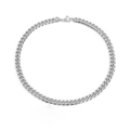 Classica collana a maglie cubane in acciaio inossidabile argento con finitura lucida - Larghezza Extra Grande Lunghezza Standard / Colore acciaio