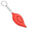 Red leaf-shaped personal safety alarm keychain with SOS button and durable metal ring - Red