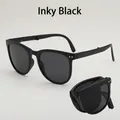 Klassische schwarze faltbare polarisierte Sonnenbrille mit UV400-Schutz und Silbernieten - UV400 Schutz / Schwarzer Rahmen Graue Gläser