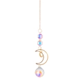 Golden moon and star suncatcher with K9 crystal beads and a large prismatic ball - Style 1 Snowflake Moon Pendant