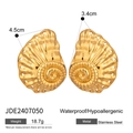 Golden nautilus shell earrings in waterproof hypoallergenic stainless steel for women - Large Sea Snail Style Drop Earrings (JDE2407050) / Gold