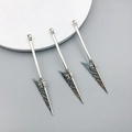 Three silver alloy sword weapon pendants for DIY jewelry making with industrial finish - 9x59mm Tech Arrowhead/Antique Silver