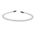 Silver metal headband set with pearls and rhinestones on a white background - Pearl and Rhinestone Interwoven Style (FG133)