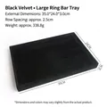 Large black velvet jewelry tray for ring display, 35x24x3cm professional storage organizer - Large Ring Strips Tray