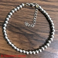 Elastic silver beaded bracelet set with 4mm metal beads and adjustable lobster clasp - Kb170886-z