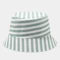 Detail of light green and white striped bucket hat in thick cotton fabric - Green & White Horizontal Stripes (Color #24)
