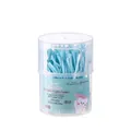 Pack of 100 light blue double-headed cotton swabs with ear-pick tip in a clear box - 100 Pieces/Pack / Blue