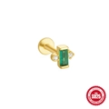 Gouden S925 zilveren oorknopje met groene marquise steen en heldere kristallen - Goud #12 (Rechthoekig Groen)