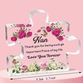 Pink acrylic puzzle souvenir with roses and Nan butterfly engraving for Mother's Day - Nan Pink Butterfly Style (Q49)