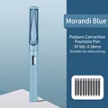 Stylo plume ergonomique bleu Morandi avec plume EF et 10 cartouches d'encre noire - Bleu Morandi (Comprend 10 Cartouches)