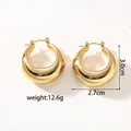 Detail view of 18k gold plated chunky C-hoop earrings with 3.0cm height dimensions - KC-E08 Gold Teardrop
