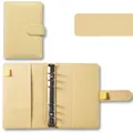 A6 macaron yellow PU leather binder with 6-ring metal clips and card slot compartments - Macaron Yellow Shell