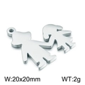 Silver stainless steel silhouette pendant of figures holding hands, 20x20mm size - Steel Style 2 (KLJ2348-Z)