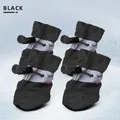 Waterproof black dog boots with reflective straps and non-slip soles for small dogs - No. 1 / 4 Pcs Pack / Black