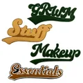 Detail view of four embroidered patches with text, total weight 25g per 4-pack set - Four Styles Combination