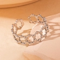 Minimalist silver titanium steel open ring featuring a unique geometric bubble chain design - Steel Color 90