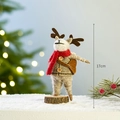 Renne de 17cm en feutre de laine fait main avec écharpe rouge et manteau à carreaux - Renne de Noël (Debout)