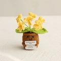Handmade knitted sunflower plant pot doll with emotional support message card - Forget-Me-Not Yellow
