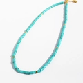 Handmade beaded necklace with turquoise stones and vacuum-plated gold bead accents - Blue Turquoise