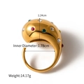Anello aperto in acciaio inossidabile oro 18K con cristalli colorati e design a goccia - Oro con zirconia multicolore