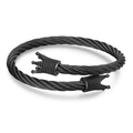 Heren punk armband van zwart roestvrijstalen draadstaal met dubbel kroonontwerp - ZJ6940-Dubbele Laag Goud