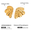 Golden wing shell earrings in waterproof stainless steel with size measurements - Gold Wing Shell Shape Style (JDEW2408015)