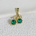 Exquisite 18K gold plated cherry pendant with green zircon stones and sparkling crystals - Style A Gold-Green (Round Cherry)