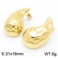 Polierte goldene Edelstahl-Ohrstecker in Wassertropfenform, Größe 31x18mm - Gold (KE113302-KFC)