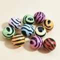 Bunte Acryl-Sportperlen mit Zebramuster für DIY-Schmuckherstellung und Armbänder - 16mm Zebramuster Gemischte Farben