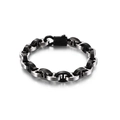 Pulsera para hombre con eslabones de ancla en acero bicolor plata y negro - Bicolor Plata & Negro (KB121498-KFC)