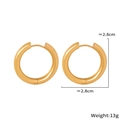 Detailed view of 2.8cm golden hoop earrings in polished stainless steel with dimensions - Polished Hoop Earrings / Gold