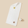 White cotton muslin baby towel with cute lion embroidery and natural soft texture - Large / Lion
