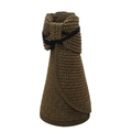 Foldable design of the brown straw sun hat showing the compact rolled storage shape - Coffee