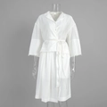 Detail showing the white pleated fabric texture and drawstring waist of the shirt set - S / White